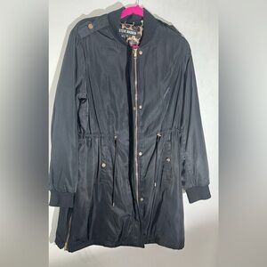Steve Madden Black Long Utility Jacket with Gold‎ Zippers Size LG
